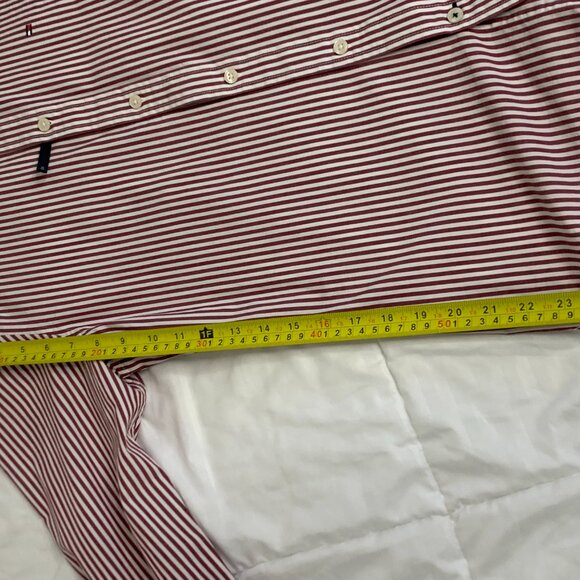 Tommy Hilfiger Red and White Striped Long Sleeve Mens Shirt - Picture 11 of 15